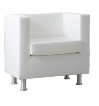 Poltrona in similpelle Pragma PR1 bianco con braccioli inclusi