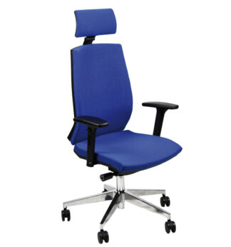 Poltrona semidirezionale Larissa LR1SB blu c/braccioli regolabili e poggiatesta