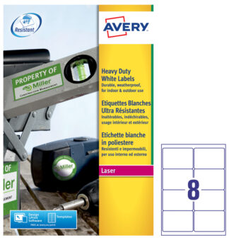 Poliestere adesivo L4715 bianco 20fg A4 99,1x67,7mm (8et/fg) laser Avery
