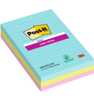 Cf. 3pz blocco 90fg. Post-it Super Sticky RIGHE 101x152mm 4690-SS3COS Cosmic