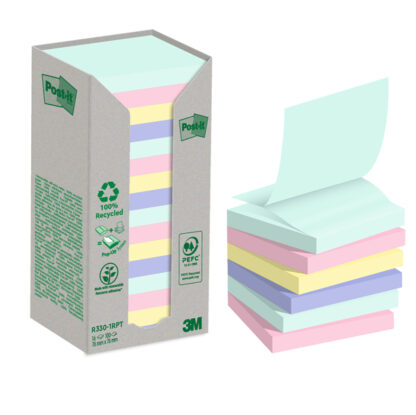 Cf. 16pz blocco 100 fg. Post-itZ-Notes Green 76x76mm R330-1RPT colori pastello