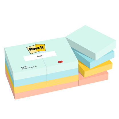 Cf. 12pz blocco 100fg. Post-it Super Sticky 38x51mm 653-BEA Beachside