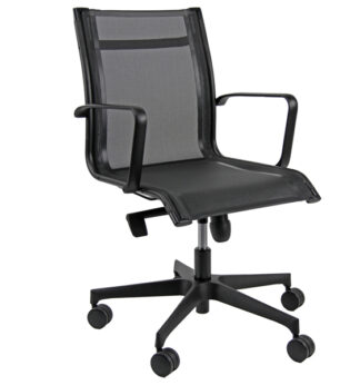 Poltrona direzionale Pollux all black PVD nero con braccioli inclusi