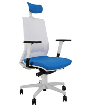 Poltrona semidirezionale Light LLBPG blu chiaro/bianco c/bracc. regolabili+pogg