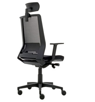 Poltrona semidirezionale Light LLNPG nero c/bracc. regolabili e poggiatesta