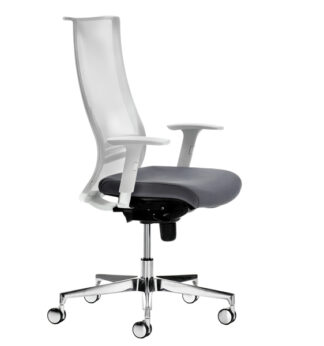 Poltrona semidirezionale Elite wing WIEB grigio/bianco con braccioli regolabili