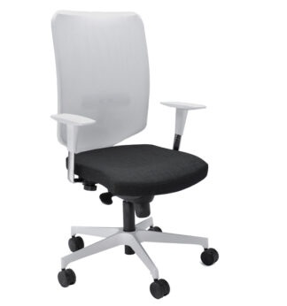 Poltrona semidirezionale Newair NWB nero/bianco con braccioli regolabili