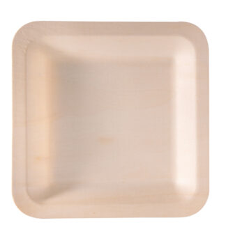 50 Piatti monouso in legno quadrati 21,5 x 21,5cm Signor Bio