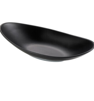 Piatto ovale nero in melamina 31x16x4 cm Leone