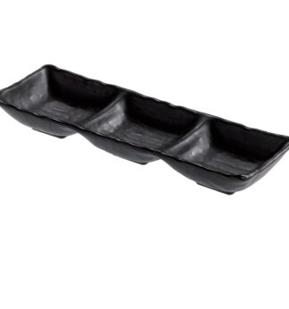 Vassoietto a tre scomparti nero in melamina 27x9x3,5 cm Leone