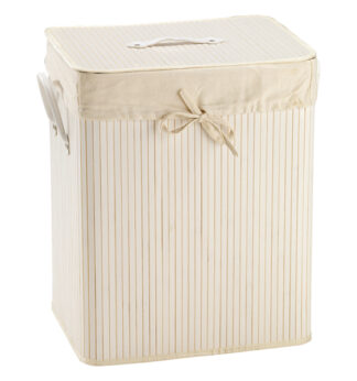 Porta biancheria bambu' bianco 41x31x50Hcm