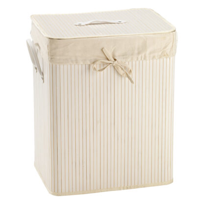 Porta biancheria bambu' bianco 41x31x50Hcm