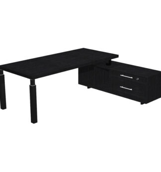 Scrivania dir. c/mobile serv. 180x90cm PRESTIGE QUADRO Nero Venato/nero