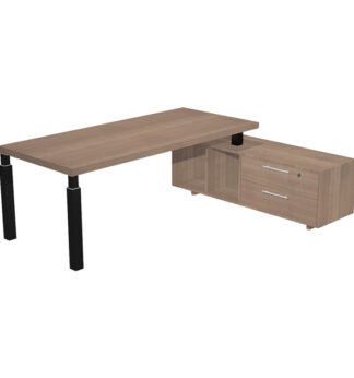 Scrivania dir. c/mobile serv. 180x90cm PRESTIGE QUADRO Ciliegio arabis/nero
