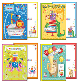 Biglietto Buon Compleanno tema bambini 4 soggetti assortiti Kartos
