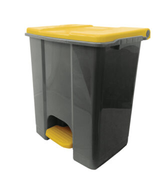 Contenitore mobile a pedale in plastica riciclata Ecoconti 60lt grigio e giallo