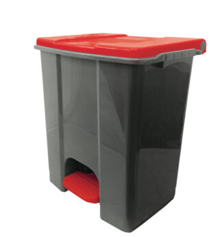 Contenitore mobile a pedale in plastica riciclata Ecoconti 60lt grigio e rosso
