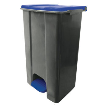 Contenitore mobile a pedale in plastica riciclata Ecoconti 80lt grigio e blu