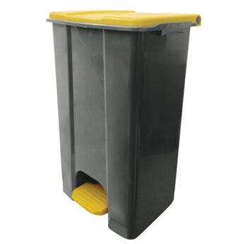 Contenitore mobile a pedale in plastica riciclata Ecoconti 80lt grigio e giallo