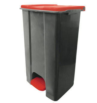 Contenitore mobile a pedale in plastica riciclata Ecoconti 80lt grigio e rosso