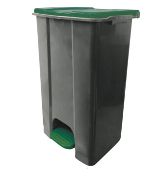 Contenitore mobile a pedale in plastica riciclata Ecoconti 80lt grigio e verde