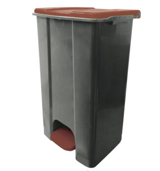 Contenitore mobile a pedale in plastica riciclata Ecoconti 80lt grigio marrone