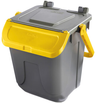 Contenitore portarifiuti Ecology 25Lt c/sportello e maniglione giallo
