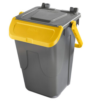 Contenitore portarifiuti Ecology 35Lt c/sportello e maniglione giallo