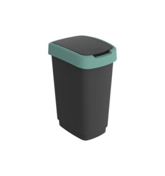 Pattumiera 25LT in PPL Nero/Verde scuro con coperchio basculante Rotho