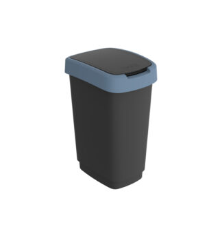 Pattumiera 25LT in PPL Nero/Blu con coperchio basculante Rotho