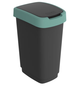 Pattumiera 50LT in PPL Nero/verde scuro coperchio basculante Rotho