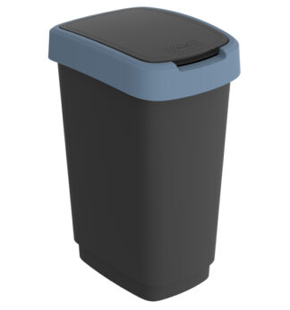 Pattumiera 50LT in PPL Nero/blu coperchio basculante Rotho