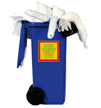 Kit assorbenza per usi universali in contenitore carrellato 120lt