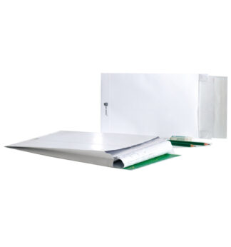 100 Buste bianche a sacco con soffietti Securitex C4 22,9x32,4x3,8cm 130gr