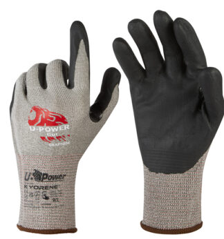 Guanti di protezione CUT taglia 09 grigio nero c/polsino marrone U-Power