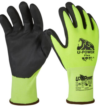 Guanti di protezione FLEX taglia 09 verde fluo nero c/polsino marrone U-Power