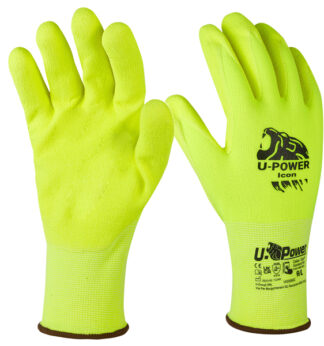 Guanti di protezione ICON taglia 10 giallo fluo c/polsino nero U-Power