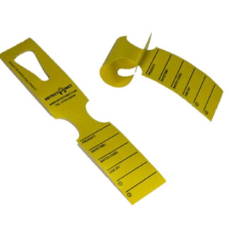 Rotolo 500 etichette gialle con foro in carta detectabili 50x279mm