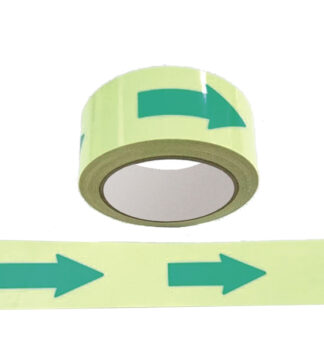 Nastro fotoluminescente adesivo 4cmx10mt colore giallo con frecce verdi