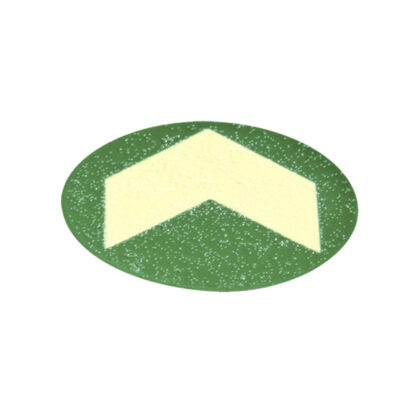 Bollo con freccia fotoluminescente adesiva D.60mm colore giallo verde