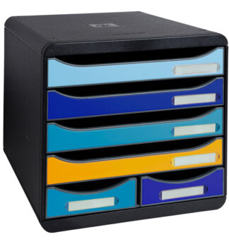 Cassettiera A4 6 cassetti BIG-BOX MAXI nero/multicolore Bee Blue Exacompta