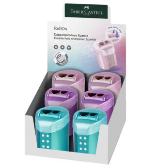 Temperamatite c/serbatoio 2 fori RollOn Sparkle colori assortiti Faber Castell