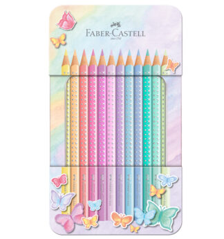 Astuccio in metallo 12 matite colorate Sparkle Pastel assortite Faber Castell