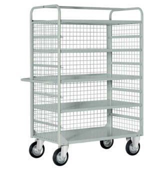 Carrello da lavoro 4 piani estraibili con sponde portata 450kg