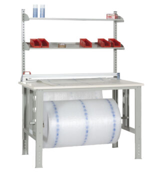 Tavolo da imballaggio elevabile 150x84x78/115cm grigio/avorio