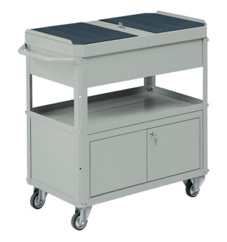 Carrello 2 vasche da 80x45cm con baule e portattrezzi grigio