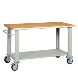 Banco da lavoro con ruote 200x75x90cm grigio/legno