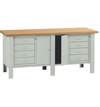 Banco da lavoro con 2 cassettiere e 2 ante 200x75x90cm