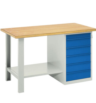 Banco da lavoro con 6 cassetti 150x75x90cm