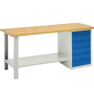 Banco da lavoro con 6 cassetti 200x75x90cm